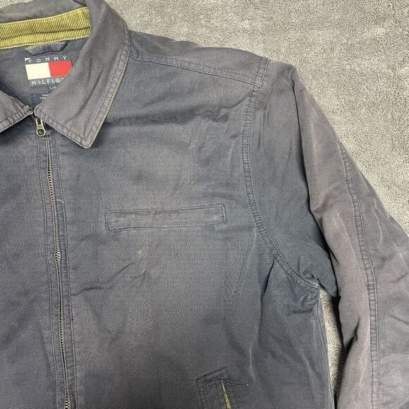 Vintage Tommy Hilfiger Jacket Men's L Blue Long Sleeve Chore Work 90s Faded - Picture 5 of 12